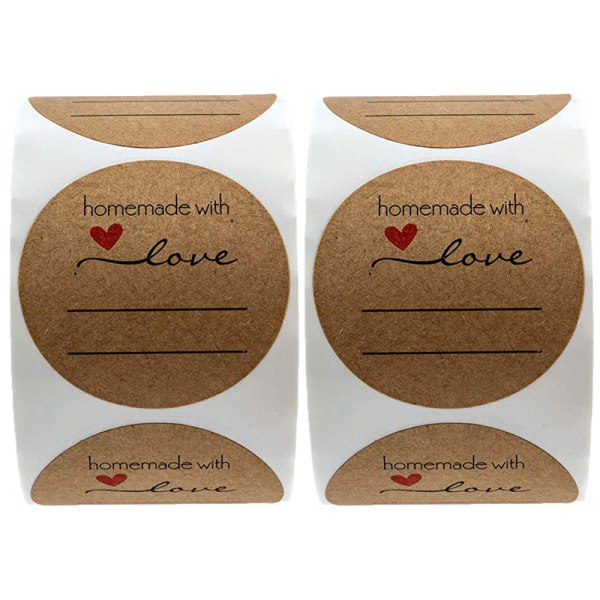 2 rulle med Love Sticker, 500 etiketter pr. rulle