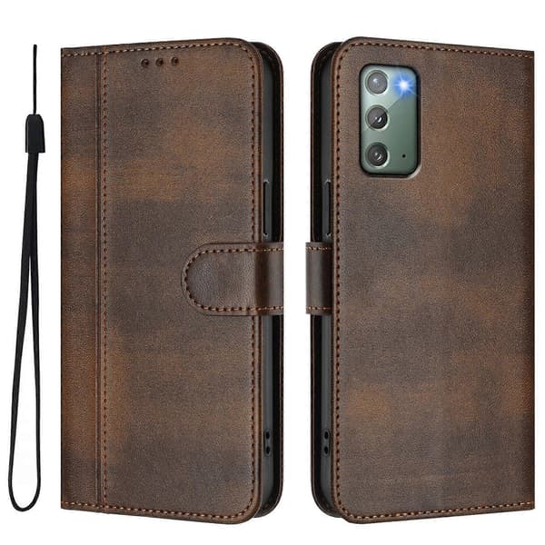 Linjespleisende spenne retro skinntelefonveske (til Samsung Galaxy Note20)