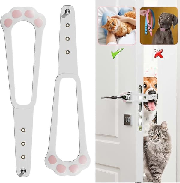2 st kattdörrhållare, flexibel spärrrem, ingen mätning, enkel att installera A