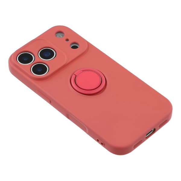 För iPhone 17 Pro Max Silikonskal med Rem Ring Kickstand Telefonfodral (Röd, Röd)