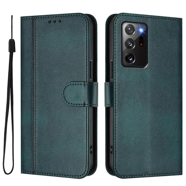 Linjespleisende spenne retro skinntelefonveske (til Samsung Galaxy Note20 Ultra)