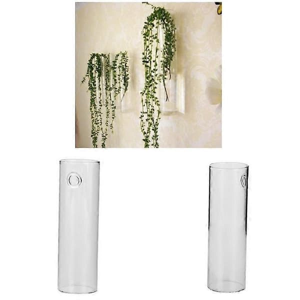 Cylinder Glas Väggvas Flaskvaser för Växt Blomma Hem Rum Dekoration A