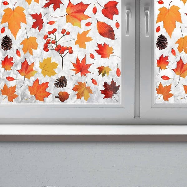 Thanksgiving Maple Leaf Window Decal Glass Window Decor Multi 92X32CM Diy Home Decorations 1Pack