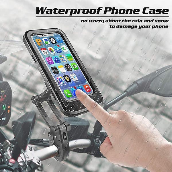 Vedenpitävä matkapuhelimen pidike moottoripyörään 360° säädettävä puhelinteline A