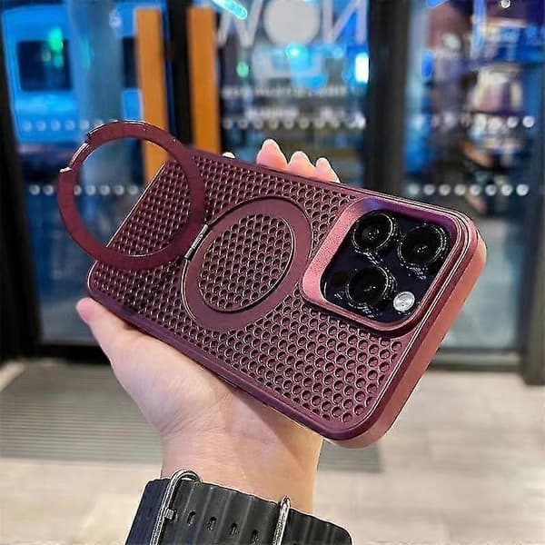 Magnetisk deksel til iPhone 13 Pro Max, bikubetekstur varmeavledning PC+TPU telefondeksel A