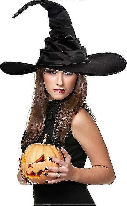 Halloween Heksehat Kostume Stor Rynket Heksehat Festtilbehør til Halloween A