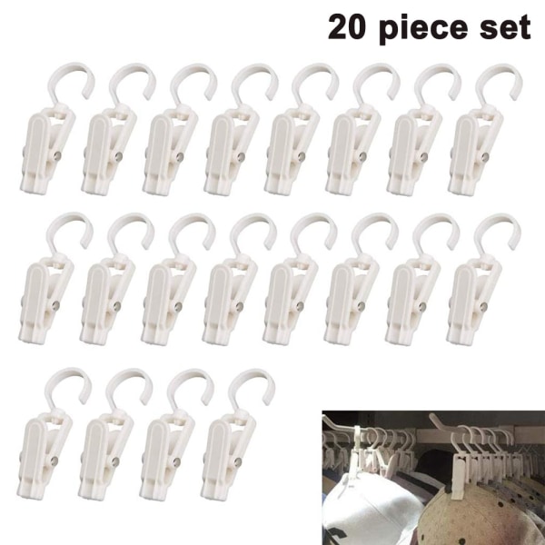 20pcs Strong Plastic Swivel Hanging Curtain Clips Clothes Pins