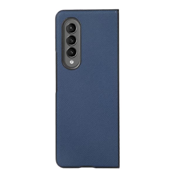 Till Samsung Galaxy Z Fold4 Cross Texture PU-läderfodral Blå