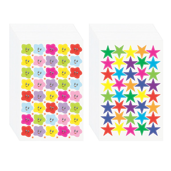 100 ark klistremerker Fargerike selvklebende klistremerker for barn