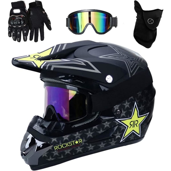 Motocrosshjälmar för barn och vuxna , med handskar Skyddsglasögon Masker, Helkroppshjälmar för män AVT MX Motorcykel Crosshjälmar för barn fyrhjuling mountainbike