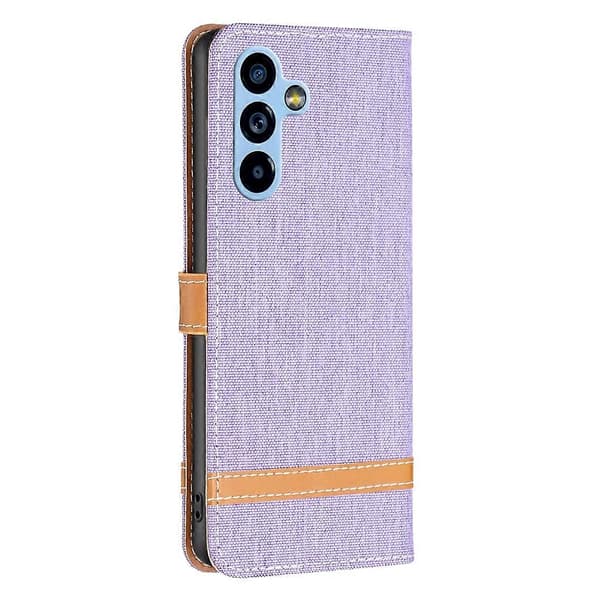 Til Samsung Galaxy A54 5G Farveblok Denim Tekstur Læder Telefoncover