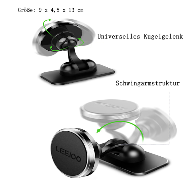 Mobiltelefonhållare bilmagnet instrumentbräda, magnetisk mobiltelefonhållare för bil med klibbig bas, justerbar bilmobiltelefonhållare kompatibel med