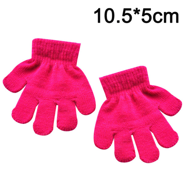 Children's winter warm monochrome five-finger gloves