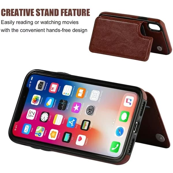 IPhone Xs IPhone X Wallet Case med Kortholder, Dobbelt Magnetisk Lås