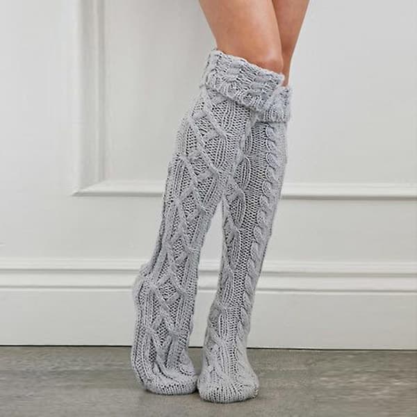 Dame høye strømper Vinter Høst Varme Strikkede Over Kne Sokker Leggings Nye A