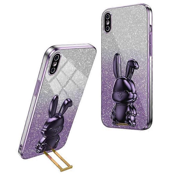 Kompatibel med iPhone XS Max utfällbart stöd telefonfodral fallskydd kaninfodral A