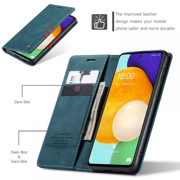 Mobiltelefonfodral för Samsung Galaxy S23 premium läder vikbart flipfodral