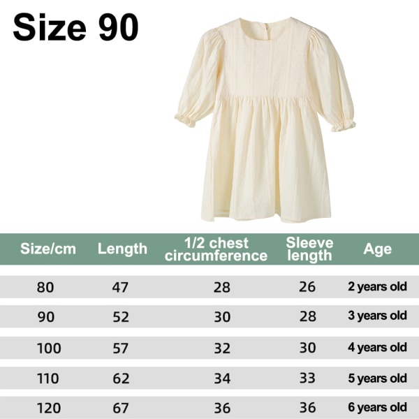 Toddler Baby Girls Puff Sleeve Round Neck Pleated Casual Dress,