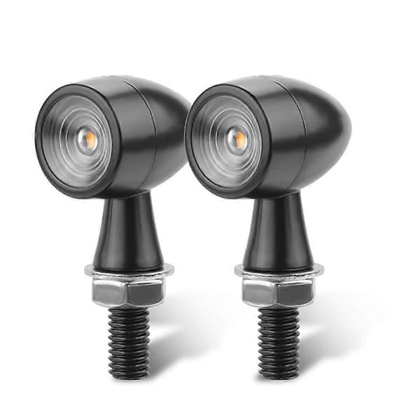 Mini Motorcykel LED Bullet Blinklys Indikator Ravgul Sort Lampe