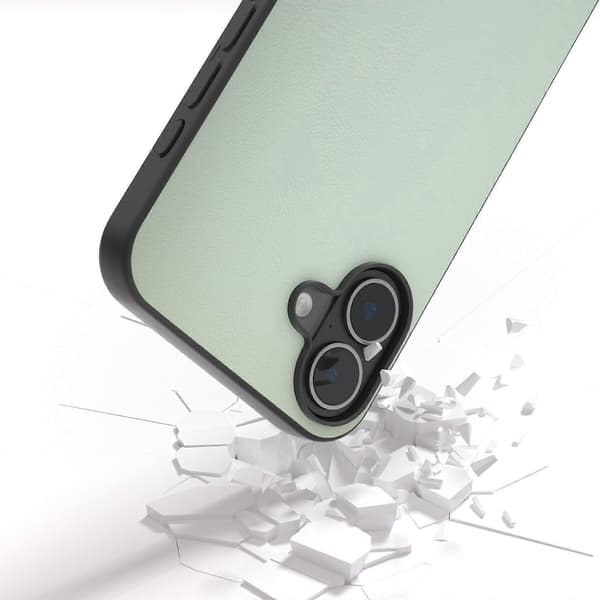För iPhone 16 Plus Fodral Anti-rep Läderbelagd TPU+PC Mobilskal A