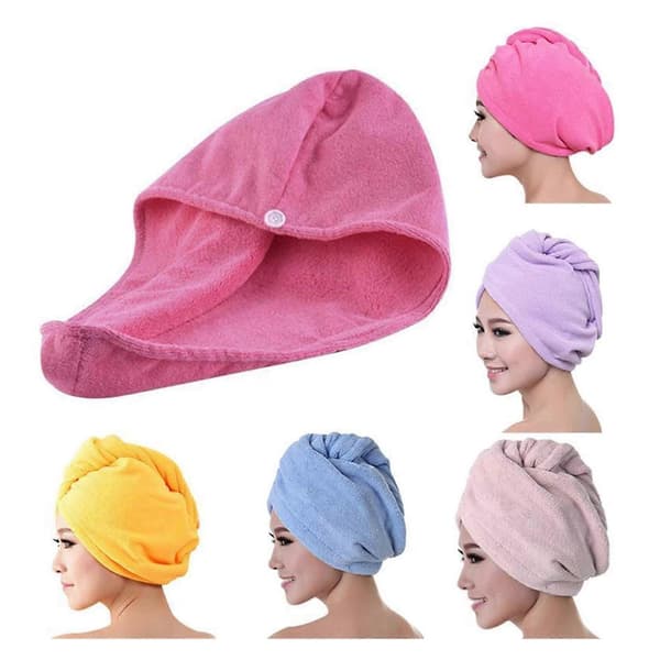 Mikrofiber Hårhåndklæde-wrap med knap, Superabsorberende Hurtigtørrende Twist Turban til langt og kort hår A