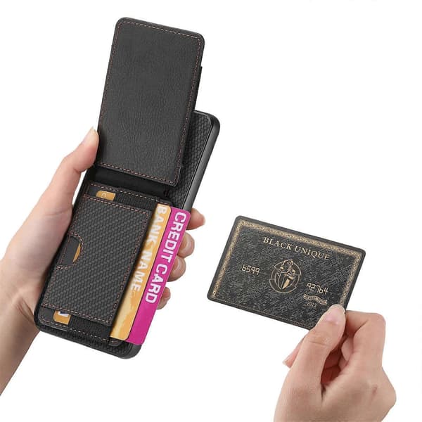 Vertikalt flip-plånboksfodral i kolfiber för Samsung Galaxy S25 Edge 5G