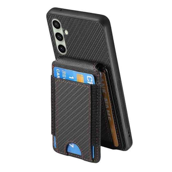 Kolfiber Vertikal Flip Plånboksfodral Stativ Telefonfodral för Samsung Galaxy A56 5G