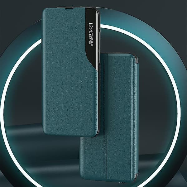 Side Display Magnetisk Læderetui Til Samsung Galaxy S21+ 5G (Sort)