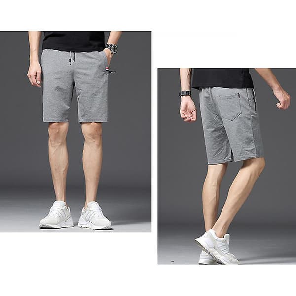 Herreshorts Afslappede Komfortable Træningsshorts Snøre Lynlåslommer Elastisk Talje A