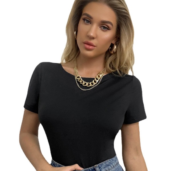 Ärmlös kortärmad crop top med båthalsringning och enfärgade t-shirts