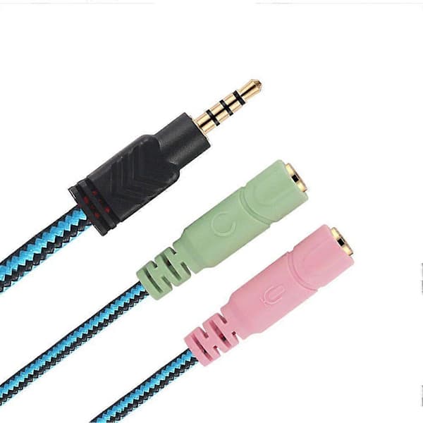 3,5 mm Jack-kabel Headset-adapter Y-splitter Lyd 2 hunn til 1 hann for bærbar PC PS4