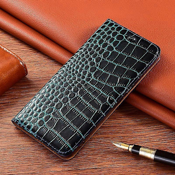 Etui til iPhone 13 Mini Krokodillemønster-blå Læder Flip No7453 A