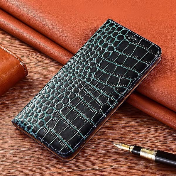 Etui til iPhone 13 Mini Krokodillemønster-blått Skinn Flip No7453 A