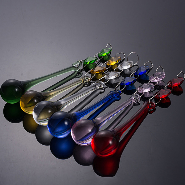 10 stk krystalregndråbe med ottekantede perler lysekroneprismer