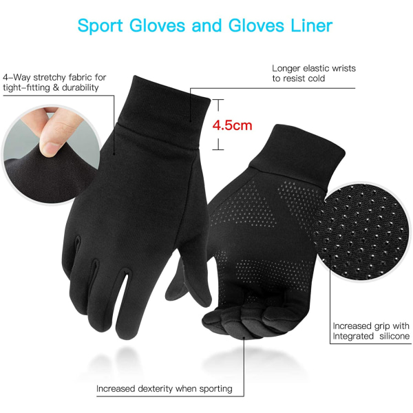 Lätta löparhandskar, varma handskar med pekskärm L
