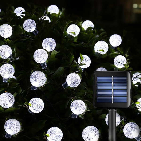 5m solcellelysstreng 20 LED-pærekuler ferielys utendørs