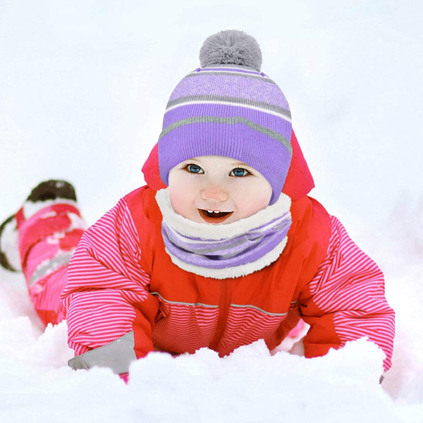 Kinder Wintermütze Winterschal Handschuhe Set Warme Streifen Str