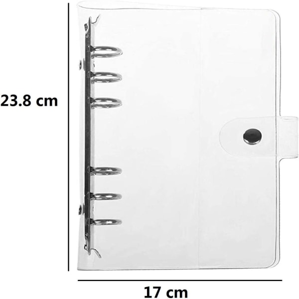 Pakke med 2 gennemsigtige bløde PVC 6-rings ringbind med trykknap