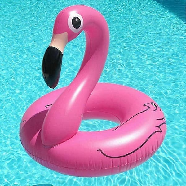 Oppustelig lyserød flamingo badering til strand og pool om sommeren A