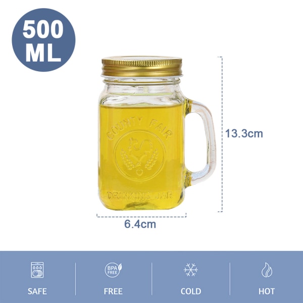 500ml läpinäkyvään lasiin kahvalla, juomakuppi, jäävesi