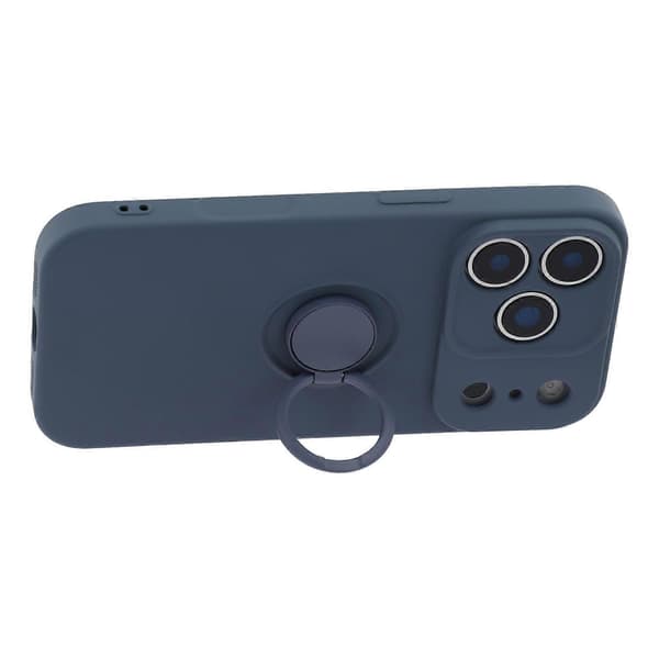 For iPhone 17 Pro Max silikondeksel med stroppringstativ telefondeksel (mørkeblå, mørkeblå)