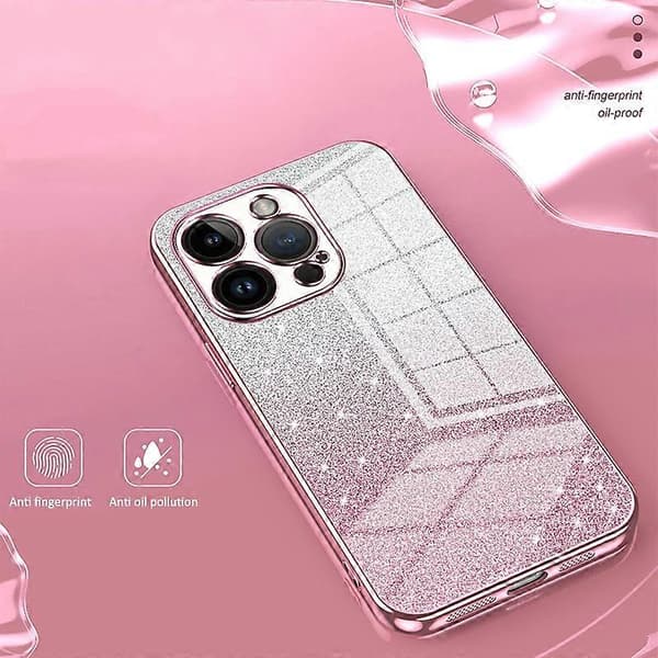 För iPhone 14 Pro Mobilskal Gradient Glitter Exakta Utskärningar Anti-rep TPU-fodral A