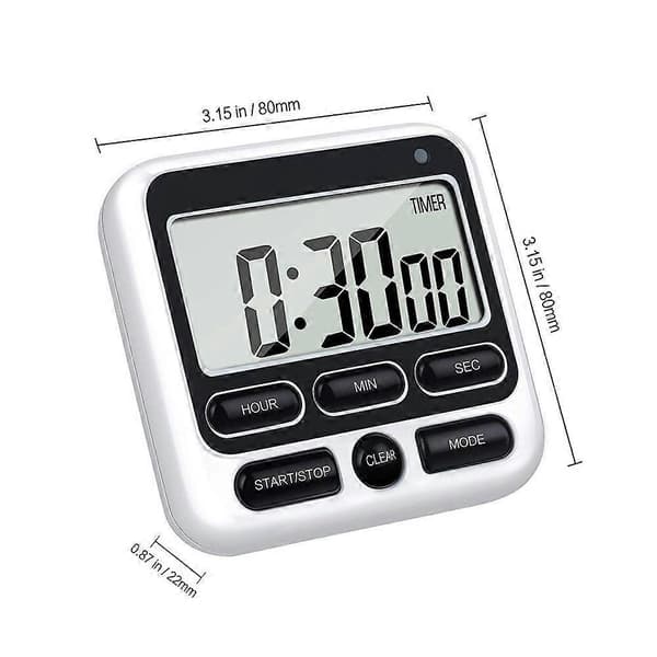 Stor LCD Kök Matlagning Digital Timer Nedräkning Upp Klocka Högt Larm Magnetisk