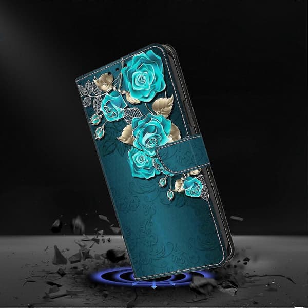 Magnetlås Läderplånboksfodral med 3D Blomdesign för Galaxy A36 5G - Silvermönster Telefonfodral Blå Ros