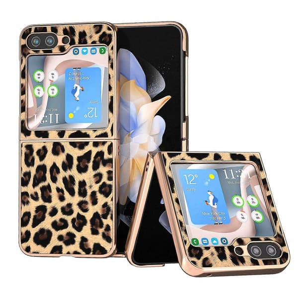 Nano Plating Leopard Print Telefoncover til Samsung Galaxy Z Flip5