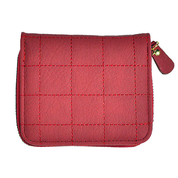 Dam Läder Plånbok Liten Bifold Dragkedja Fickplånbok Kortfodral, 11cm*10cm*3cm