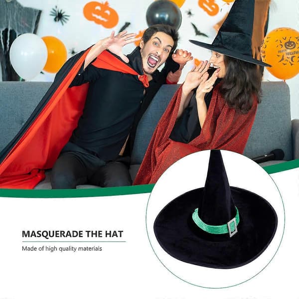 Maskerade heksehatt til fest Halloween kostymehatt 1 stk A