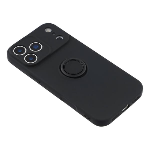 For iPhone 17 Pro Max silikondeksel med stroppringstativ telefondeksel (svart, svart)