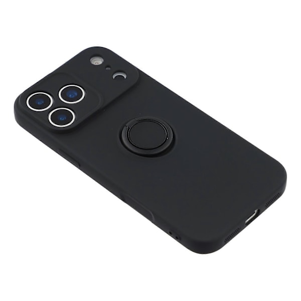 Til iPhone 17 Pro Max silikonecover med remringstativ telefoncover (sort, sort)