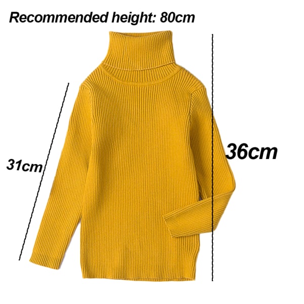 Kids Turtleneck Long Sleeve Sweater Basic Solid Fine Knit Warm S